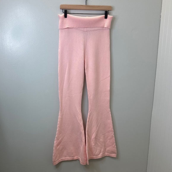 Edikted wide Leg Petal pink Desiree Knitted pants size Large  Y2K - Picture 1 of 11